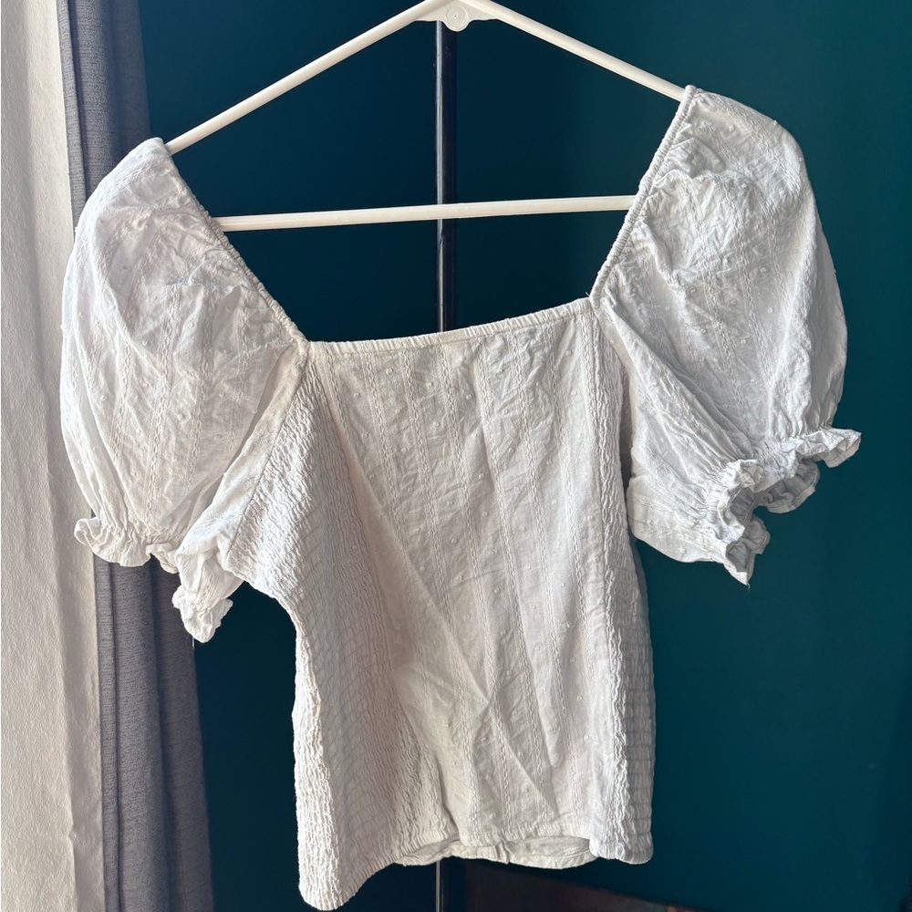 BP White Ruched Button-Up Blouse - Picture 4 of 4